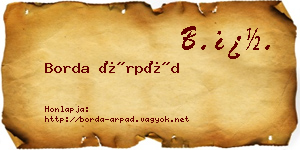 Borda Árpád névjegykártya